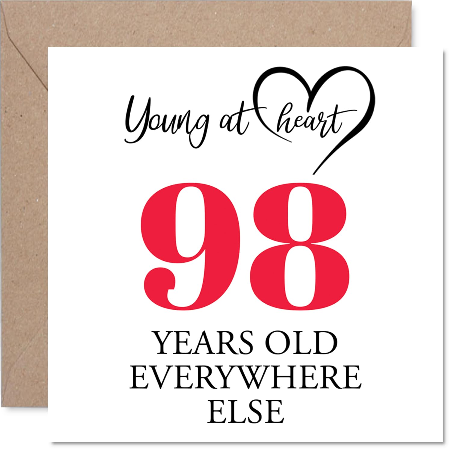 98th Birthday Cards for Women Men - Young at Heart - Happy Birthday Card for 98 Year Old Woman Man Nanny Grandma Auntie Nan, 145mm Bday Greeting Cards