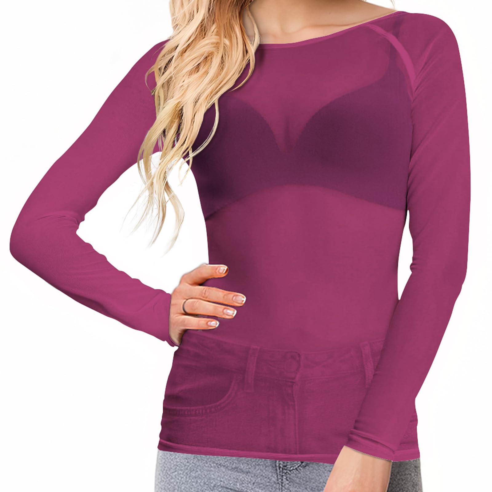 Buauty Sheer Tops for Women,Mesh Fishnet Tops Plus Size,Stylish and Sensational Mesh Blouses for Fashion-Forward Ladies