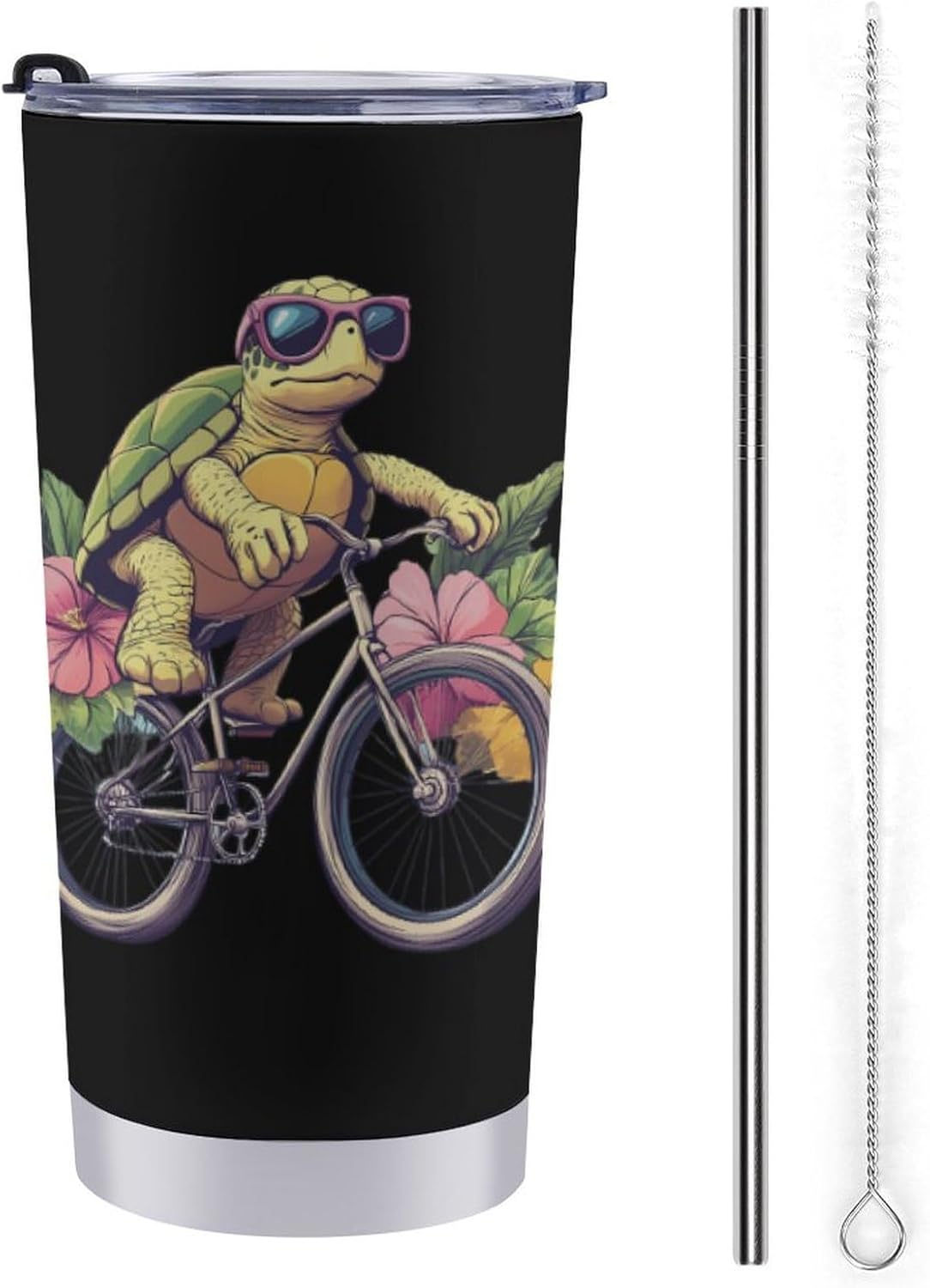 Sea Turtle Riding-bicyclees Travel Coffee Mug Stainless Steel Insulated Tumbler Water Bottle Tea Cup for Home Office