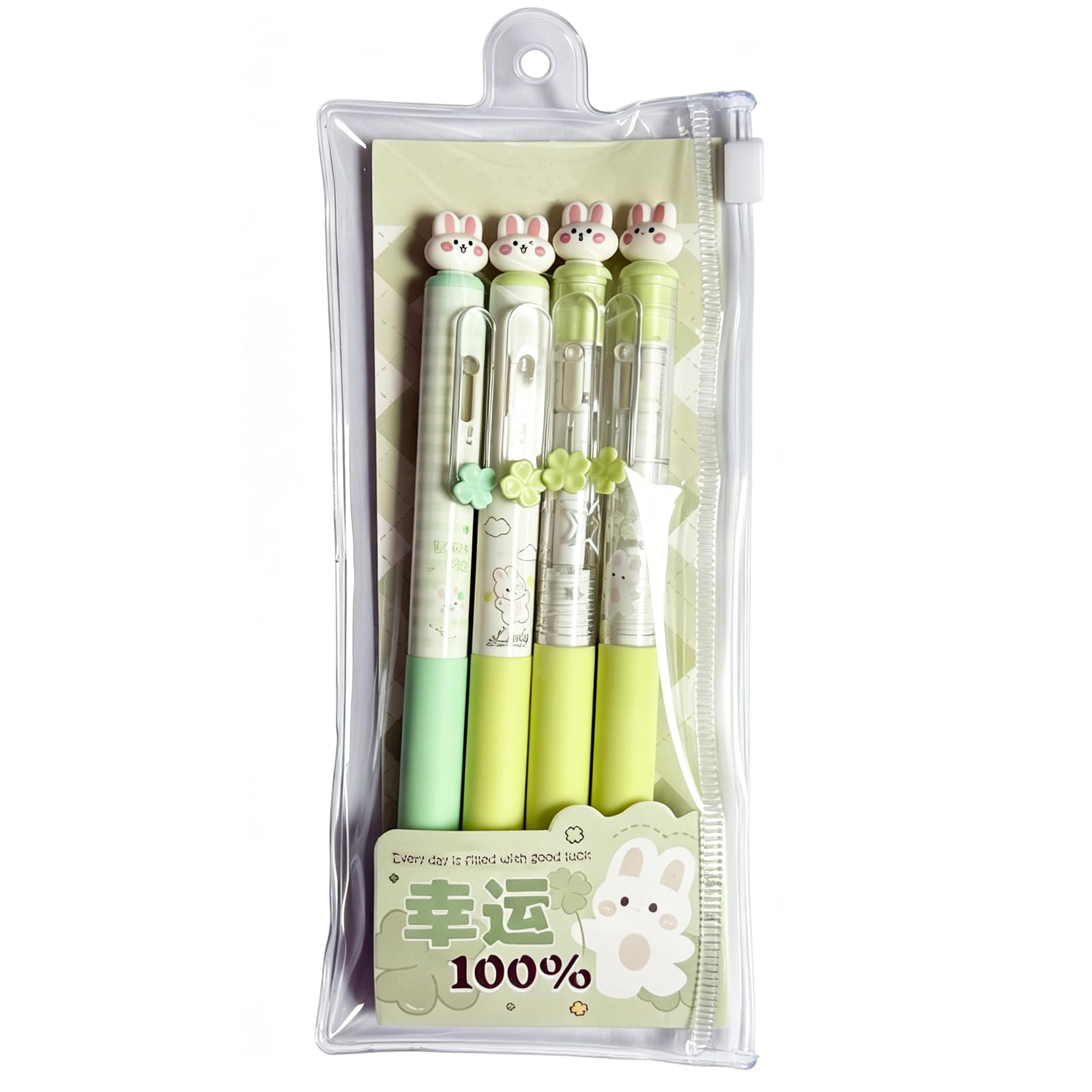 4-pak długopisów żelowych Cute Lucky Bunny czarny atrament 0,5