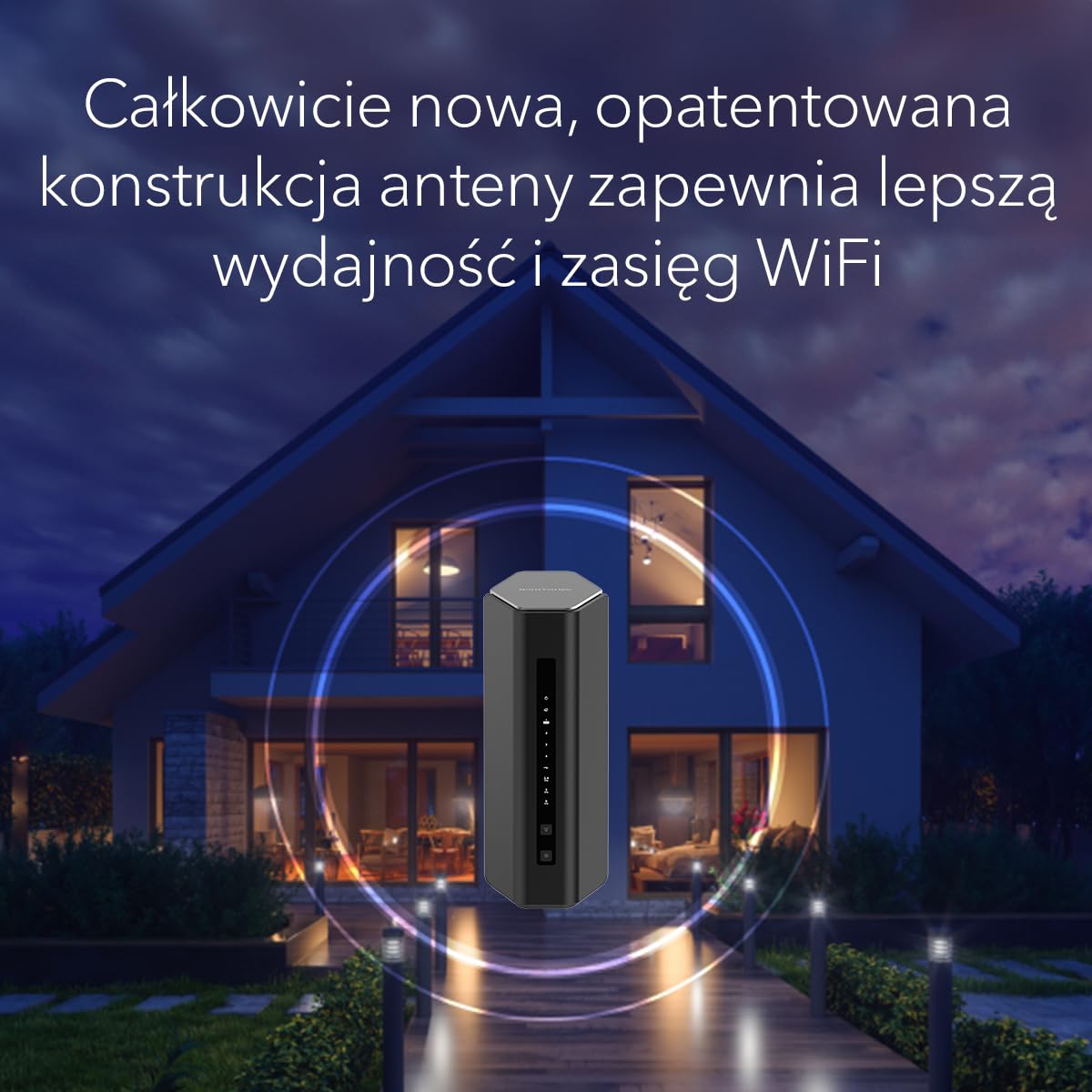 NETGEAR Nighthawk Trójpasmowy router WiFi 7 (RS500) — funkcje zabezpieczeń, szybkość bezprzewodowa BE12000 (do 12 Gb/s) — do 230 m2, 120 urządzeń — port internetowy 2.5 Gb/s.