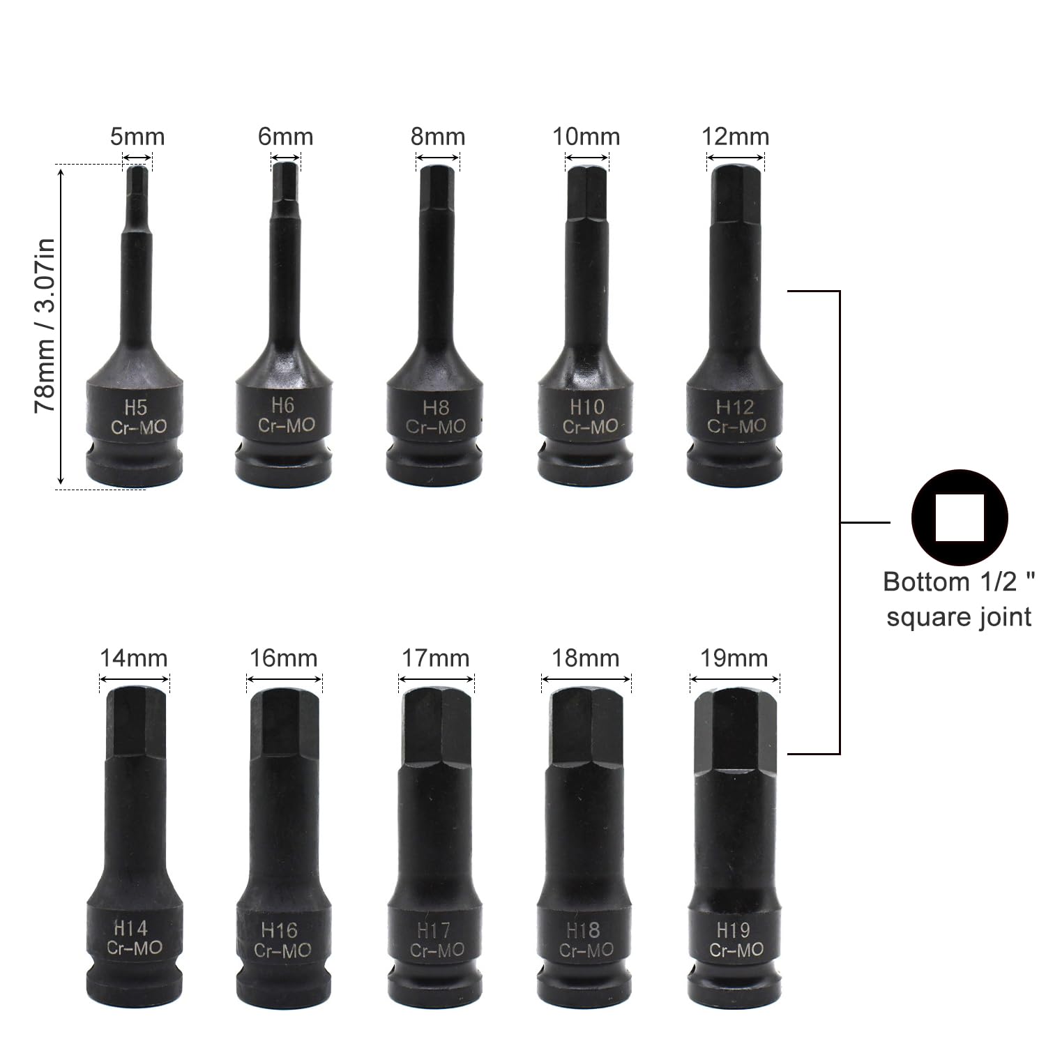 Set Chiavi Torx 11 Pezzi Set Chiavi A Bussola 1/2" - Da 10 A 24 Mm, Per Riparazioni Auto E Gomme Kit Meccanico Professionale - Foto 6