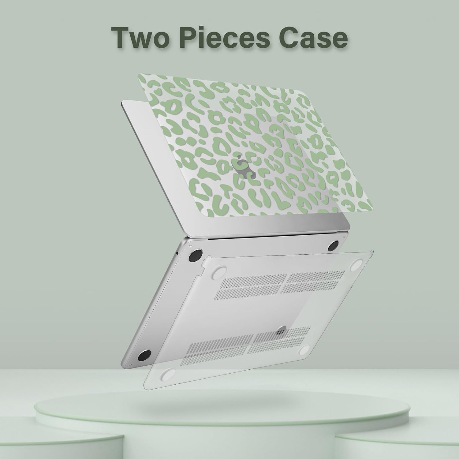 MOSISO Compatible with MacBook Air 13 inch Case M5 2026 M4 2025 M3 M2 2024-2022 A3449 A3240 A3113 A2681, Leopard Grain Matte Finish Protective Hard Shell&Keyboard Cover for MacBook Air 13.6 Case,Green