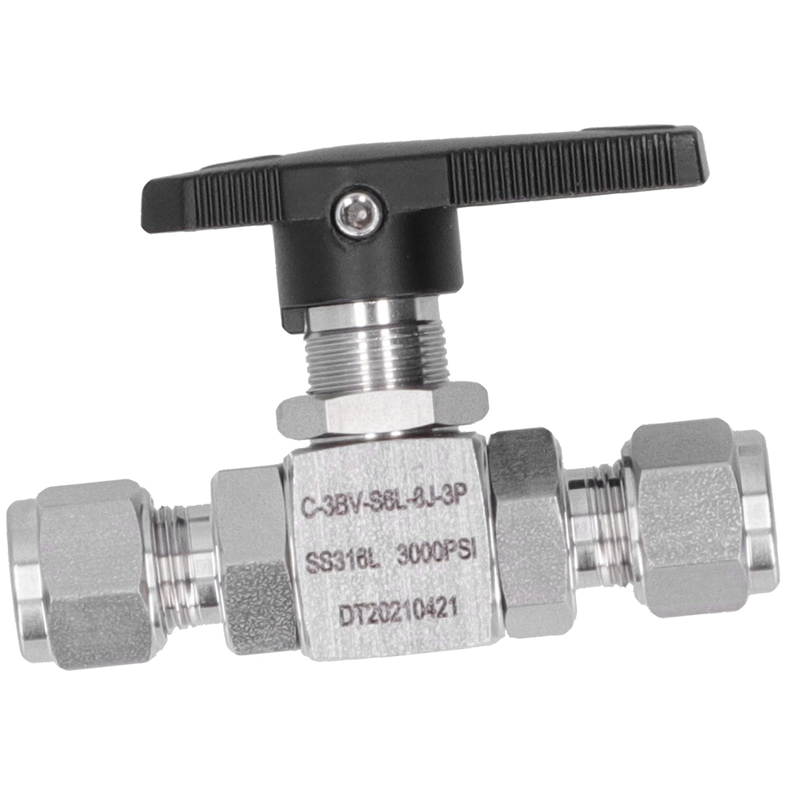 Válvula de bola de acero inoxidable, equipo de virola pasante recta de 3 piezas SS316L de 8 mm de diámetro para conservación de energía, industria automotriz, petroquímica,