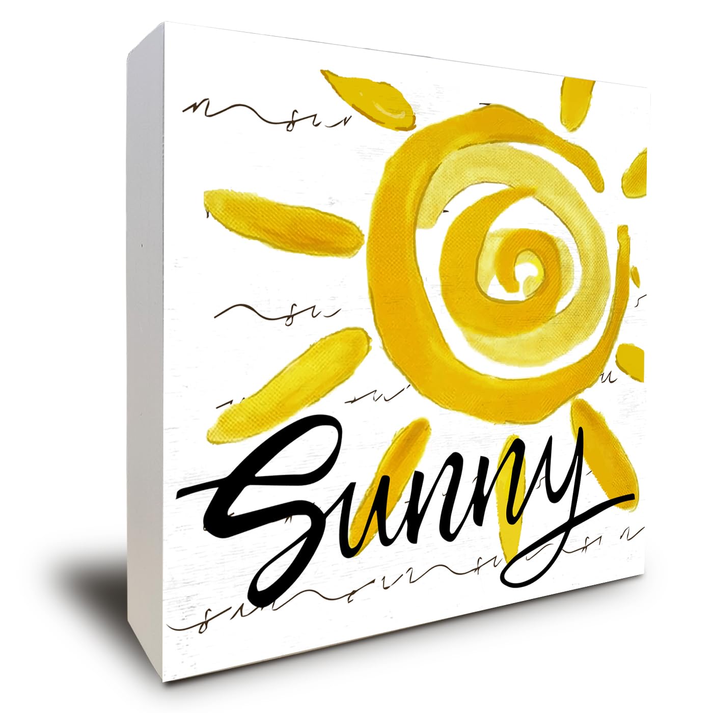 Summer Decor - Sunny Wooden Box Sign for Bathroom, Office, Living Room Wall Decor