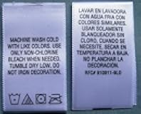 SeanLabel.COM: 100pcs White Printed Satin Clothing English/Spanish Garment Folded Care Label Sewing Tags- Machine Wash Cold
