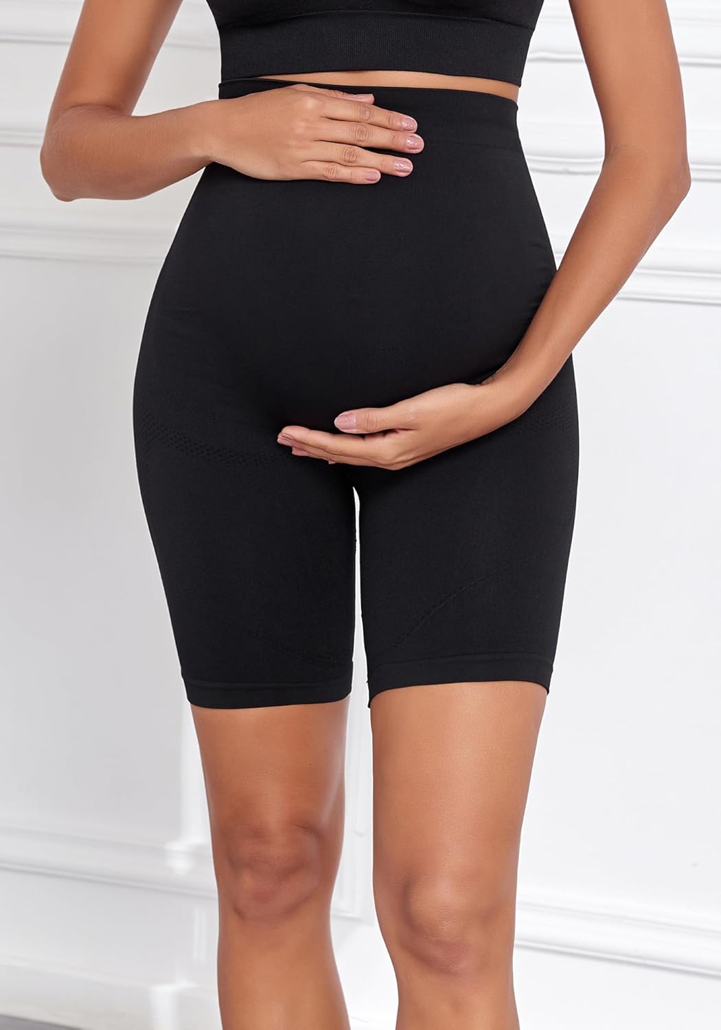 Lataly 3Pack Women's Maternity Shorts Over The Belly Yoga Biker Pregnancy Workout Running Active Shorts for Women - Image 3