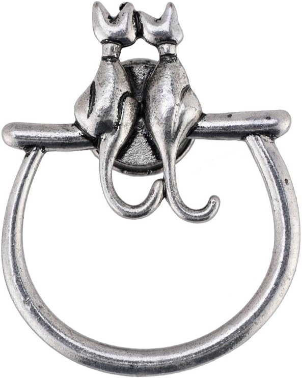 Antique Silver Two Cats Magnetic Brooch Eyeglass Holder Fashion Charm Retro Animal Jewelry