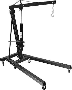 Engine Hoist 2 Ton Folding Hydraulic Engine Hoist, Cherry picker engine hoist, Engine lift, Engine hoist cherry picker, Engine crane, With 6 Wheels for Garage, Workshop, Gold, Sent in 2 Packages