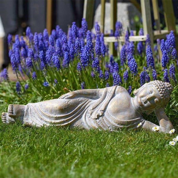 Garden Mile Giant Indoor Outdoor Buddha Ornament - 59cm Lying Buddha Decoration Weatherproof Garden Sculptures & Statues with Brushed Gold Effect For Outdoor Decor, Home Decor & Gifts โ image 1