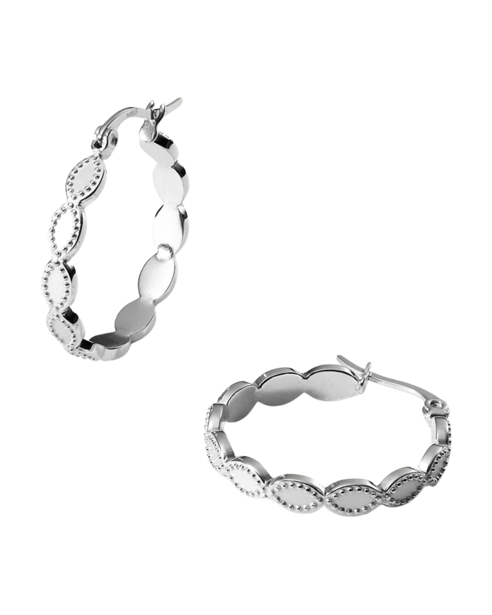 Purelei Koko Ohrringe (Silber) – Damenohrringe aus langlebigem Edelstahl – Wasserfeste Creolen – 24 mm Durchmesser – Modeschmuck für deinen individuellen Look