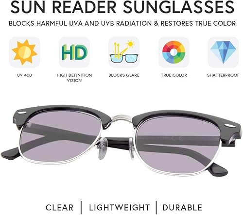 Miniatura 3 de VITENZI Gafas de sol con lectores para hombres y mujeres, lentes de lectura teñidas con sol con lectores completos - Tivoli