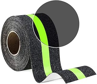 Oudain 10Meter Anti Slip Tape with Glow in Dark Stripe for Stairs Waterproof Non Slip Strips for Stair Treads Black & Gree... Price In India