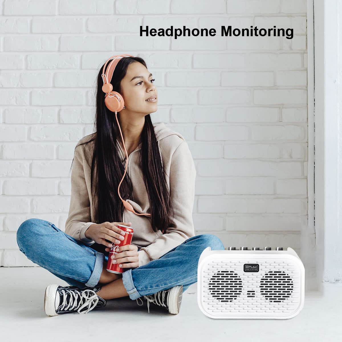 Coolmusic Mini Amplificatore per Chitarra Elettrica - 10W Ricaricabile Senza Fili, Effetti Ritardo/Distorsione, Bluetooth 5.0, Portatile