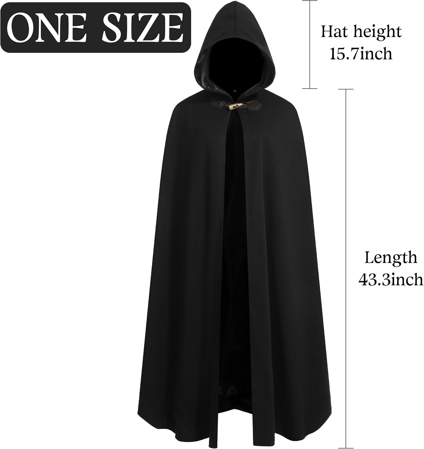 Men Renaissance Cloak with Lining,Medieval Cloak with Hood Men Women,Warm Cape for Women,Winter Cape for Adult - Image 6