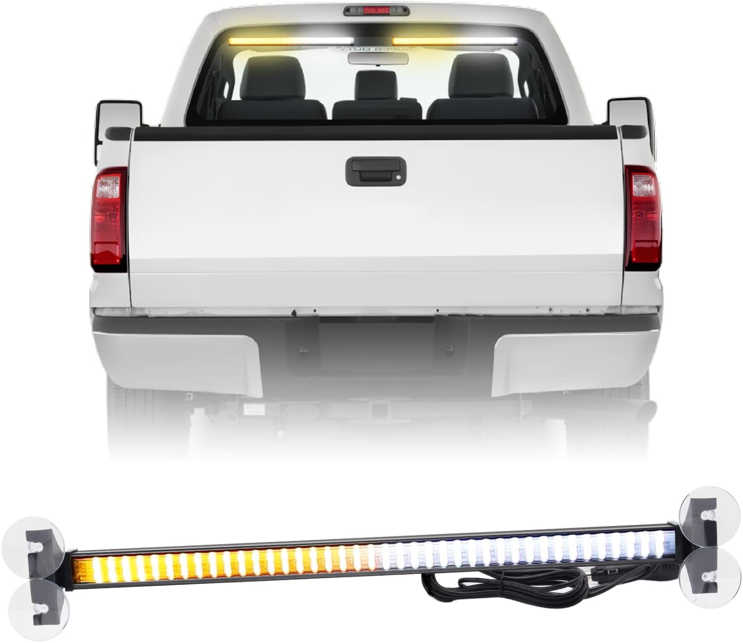 Clidr Emergency Traffic Advisor Strobe Lights 80 Led Strobe Light Bar Safety Hazard Warning Interior Windshield Dash Lights Deck Split Mount for Construction Vehicles Trucks (White Yellow)