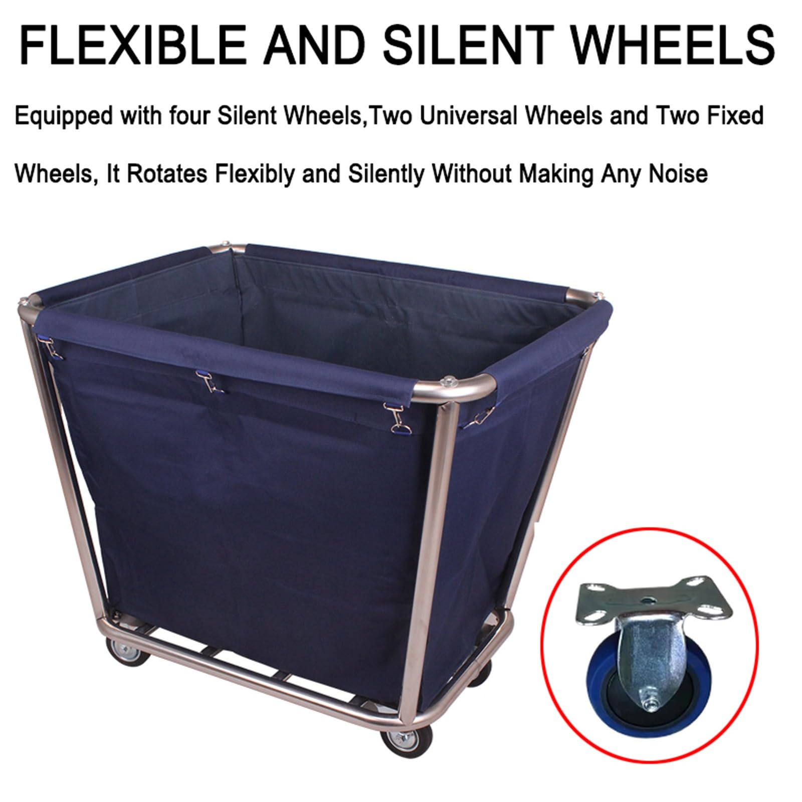 Cesta de lavandería resistente con ruedas, capacidad de 200 kg, bolsa interior extraíble, ideal para uso doméstico e industrial, color marrón, solución de limpieza duradera