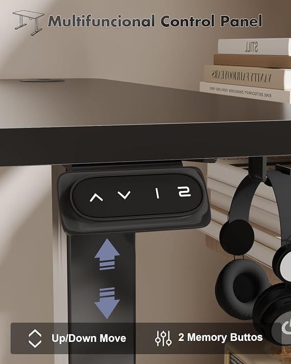 Devoko Electric Standing Desk 180x80 cm, Height Adjustable Desk Ergonomic Stand up Desk with 2 Memory Preset, Black