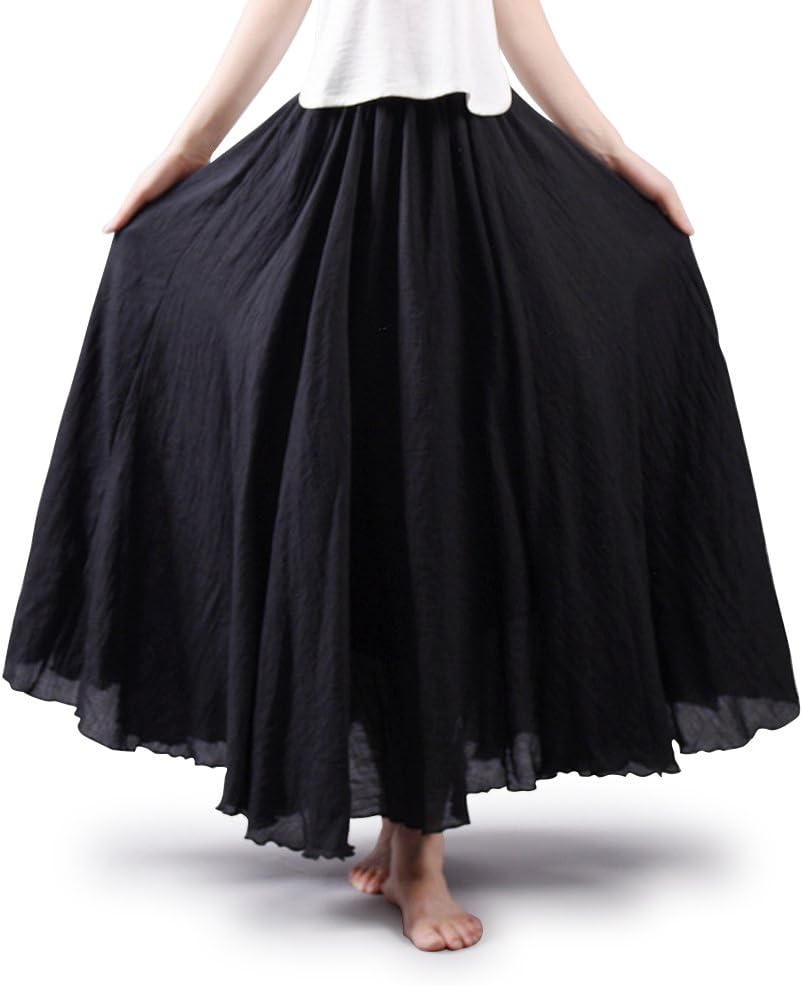 Women's Boho Cotton Maxi Skirts Flowy Long A Line Skirt S-L & Girls