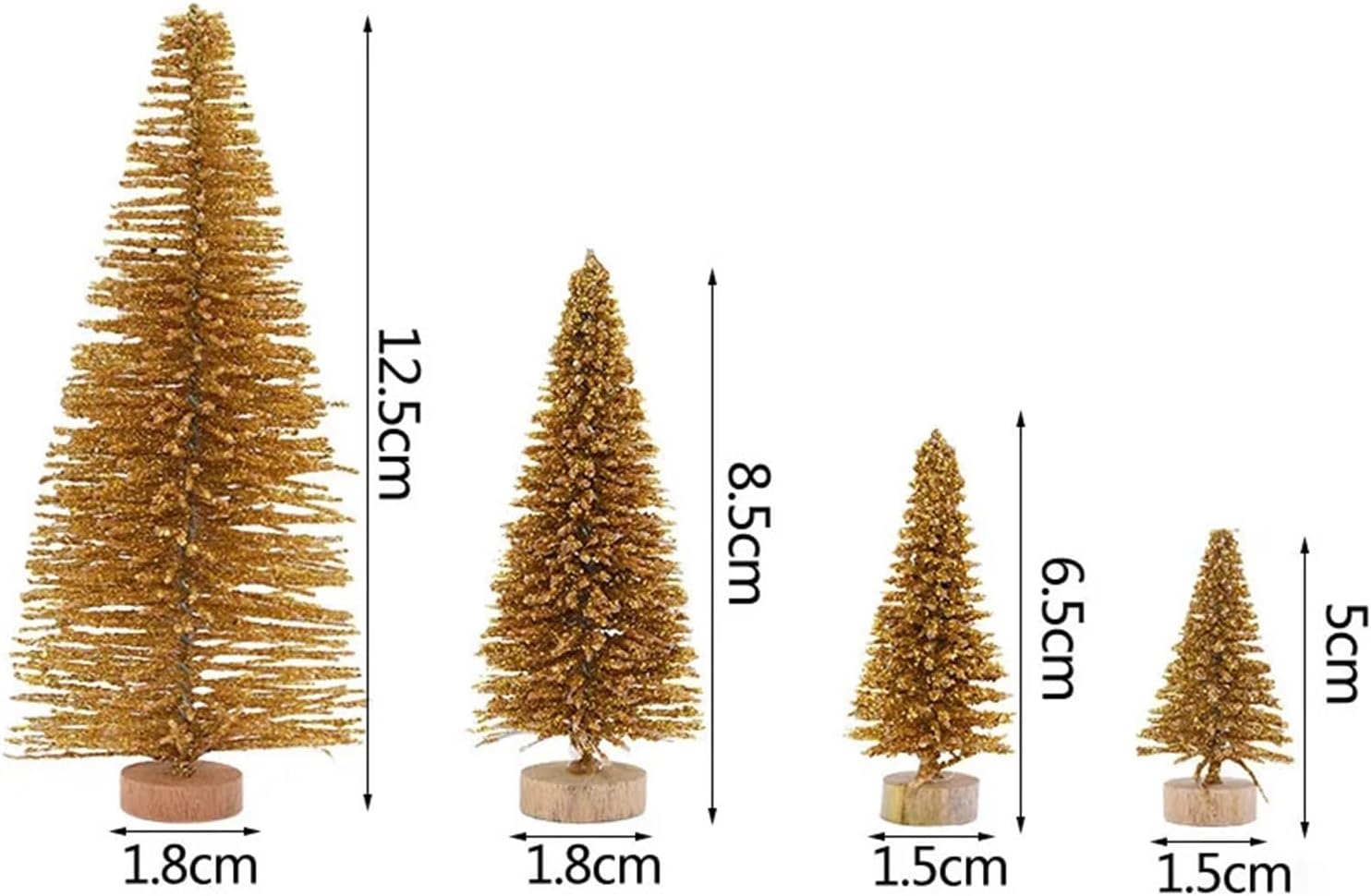 5Pcs 5-16cm Sisal Fiber Mini Christmas Tree Snow Frost Pine Tree DIY Craft Christmas Party Table Decoration Christmas Ornaments(16cm-Green)