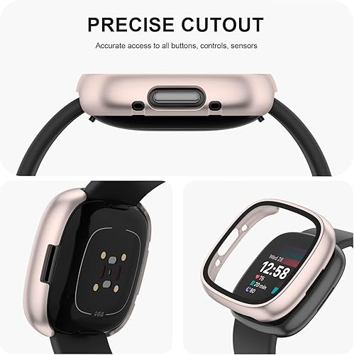 Miniatura 6 de Tobfit Funda rígida de policarbonato para Fitbit Versa 4, Fitbit Sense 2, protector de pantalla de vidrio templado integrado, funda protectora
