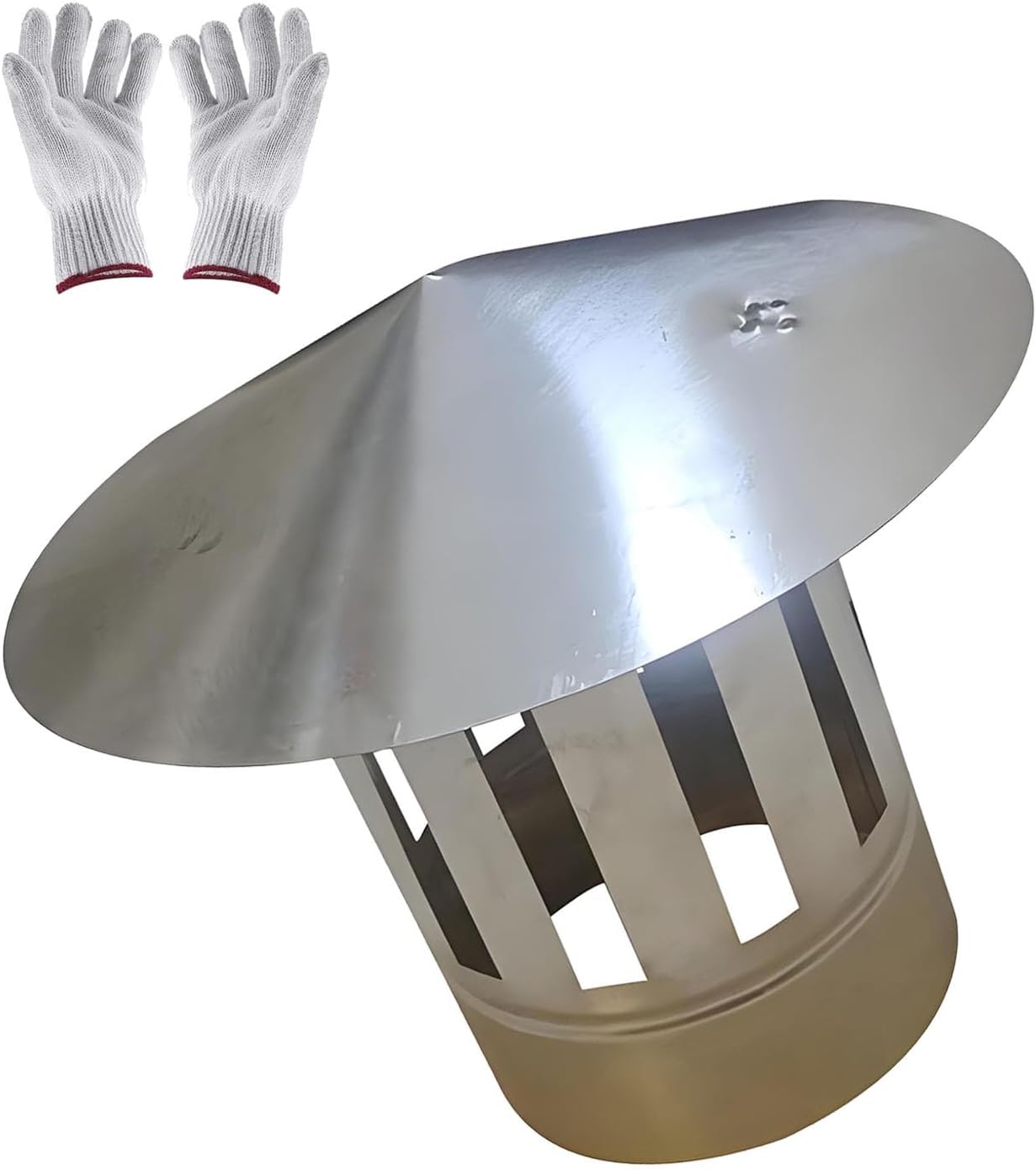 Stainless Steel Chimney Cap 10-25 cm Rain Cover with Bird Protection Mesh 0.5mm Ventilation Flue Cover for Stoves and Fireplaces 13 cm (5.1 in)