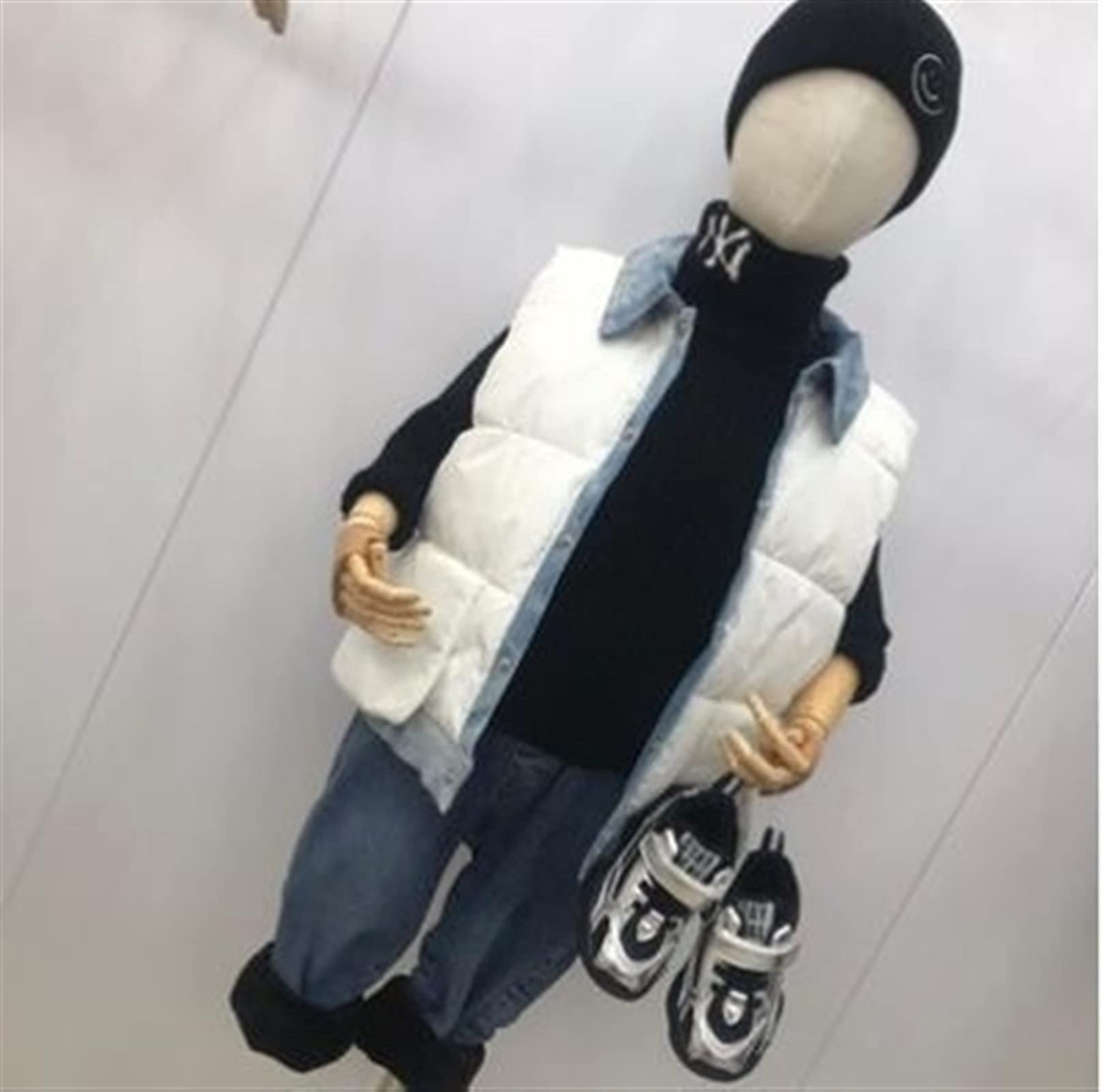 Manekin krawiecki 2-4 lata dla dzieci manekin wystawowy body półstylowe modele, odzież biała tkanina drewniana podstawa drewniana manekin ręczny wyświetlacz, 1 sztuka manekin wystawowy (kolor: 4year)