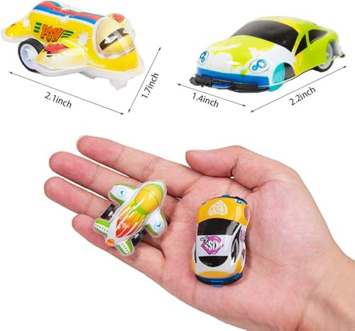 Miniatura 2 de 46 piezas de mini aviones y autos para niños pequeños y niñas, juego de vehículos de carreras para niños, juguetes de caja del tesoro a granel para