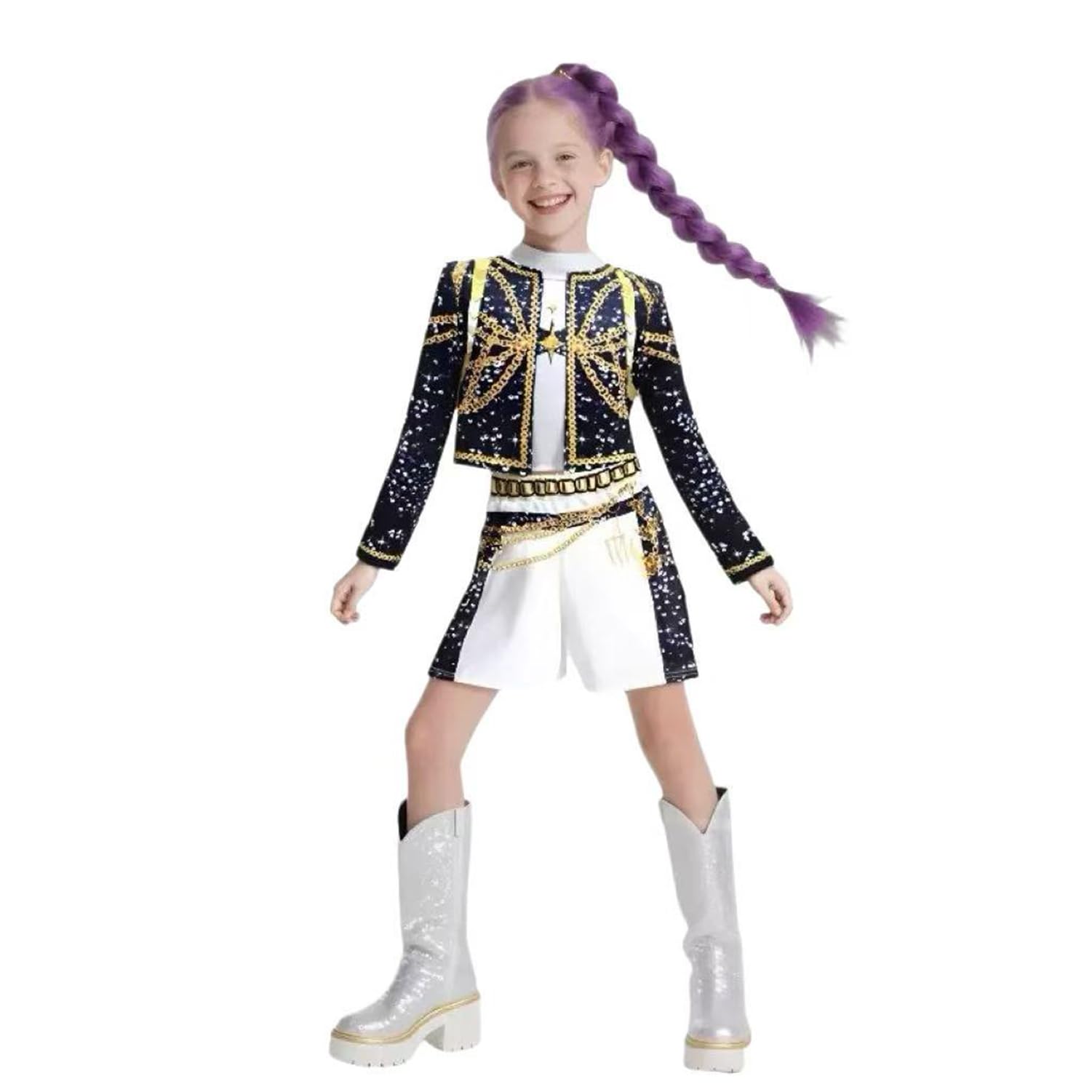 ADCHUNTUCOS Girls Halloween Costume, Black and Yellow Polyester Top and Pants Set for Cosplay Events and Parties
