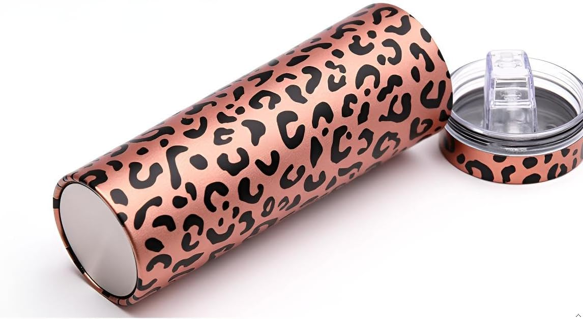 20OZ Leopard Tumbler, Cheetah Print Compound festival Gifts for Women Leopard Print Coffee Cugs with Lid, Rose Gold Stainless Insulated Tumbler Cups Birthday Chetah Gifts for Mom - Image 4