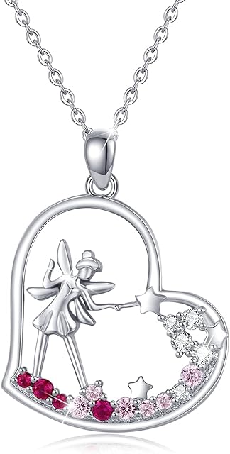 CUOKA MIRACLE Fairy Necklace 925 Sterling Silver Star Necklace Fairy Pendant Necklace Fairy Heart Jewellery Christmas Gifts for Women Girls Kids