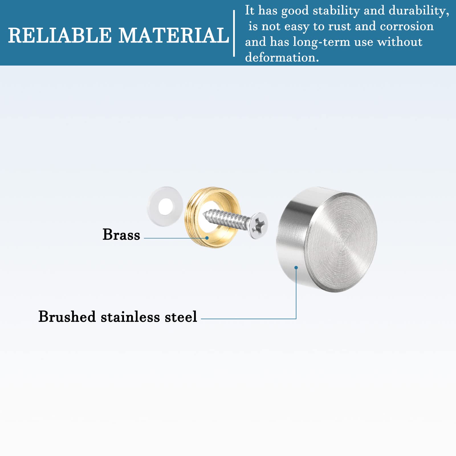 Viti Specchio 12 Mm Con Cappucci Decorativi – Acciaio Inox Satinato, Per Specchi E Insegne, Confezione Da 4 - Foto 9