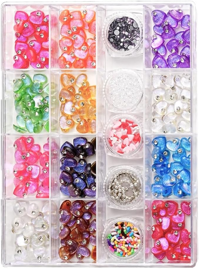 Heart Nails Art Charm Resin Flatback Heart Nails Rhinestones Charm Nails Art Decoration for Nails Craft