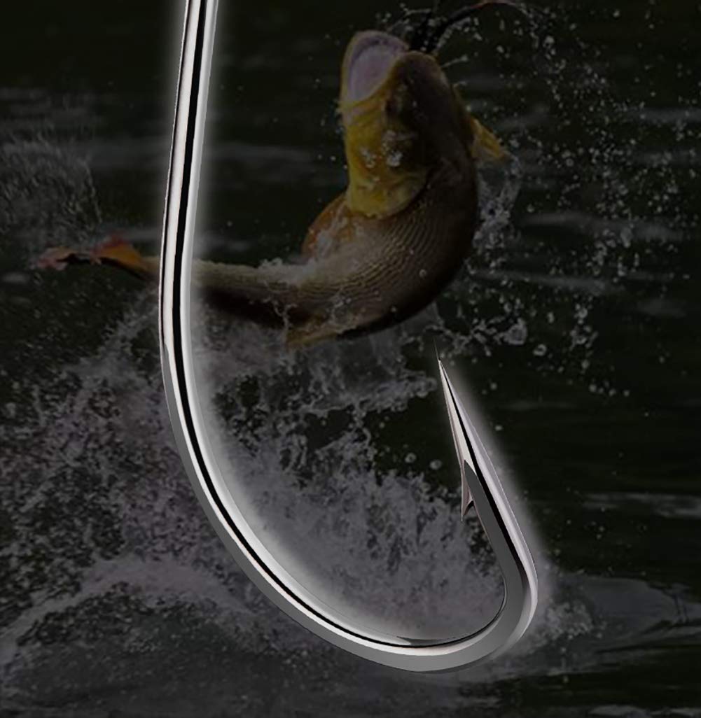 Dyxssm 150 pz/lotto Forgiato Lungo Gambo Ami Da Pesca In Acciaio Inox Gancio Da Pesca per Acqua Dolce Salata, Cerchio Octopus Ami Da Pesca