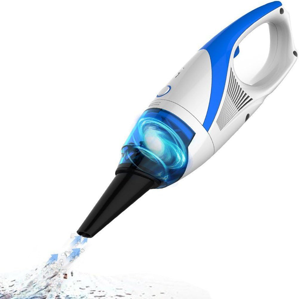 Hand held Vacuum, Evertop CMV(B) Car Vacuum Cleaner Portable with Quick Charge Tech and Cyclonic Suction, for dirt on car, table, chair, cabinet, bed etc (Blue)