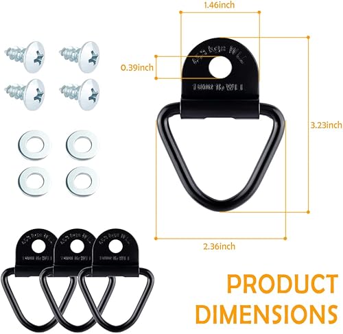 Miniatura 2 de Juego de 4 amarres de caja de camión con anillo en V con tornillo, anclaje de amarre de remolque resistente con capacidad de 1000 libras, repuesto