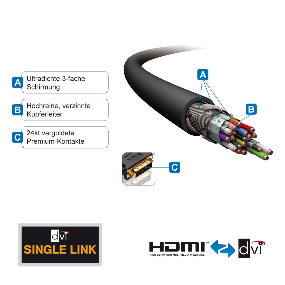 Purelink pi3000-050 - cable de conexión hdmi al single link dvi, color negro.