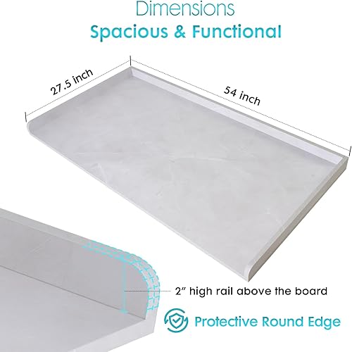 Miniatura 3 de Kaboon Juego de encimera y estantes para lavadora y secadora, encimera de melamina con rieles de borde, 27.5 pulgadas de profundidad x 54 pulgadas