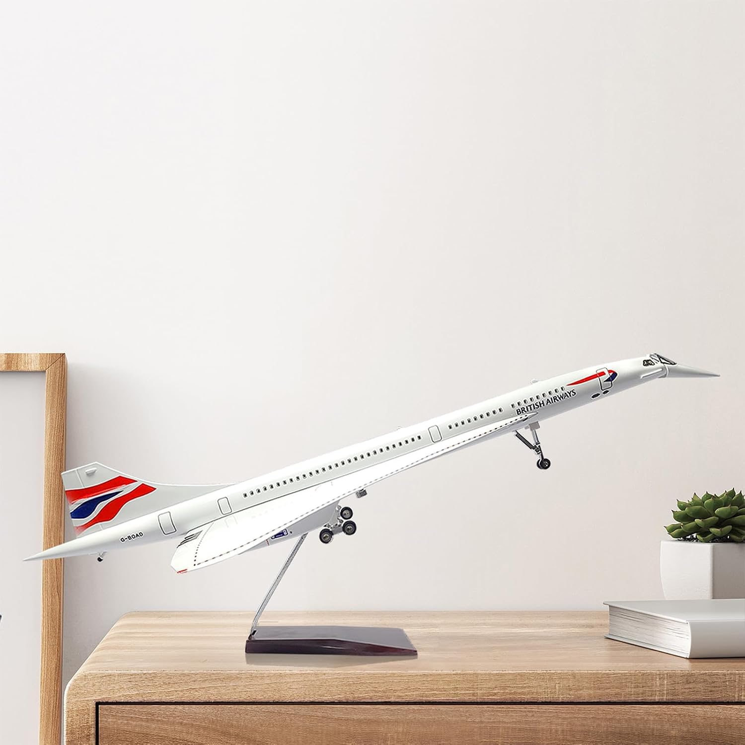 NUOTIE 1:125 Concorde Airplane Pre-Build Diecast Aircraft Model Kit - Simulation Display for Collection or Gift (British Airways)
