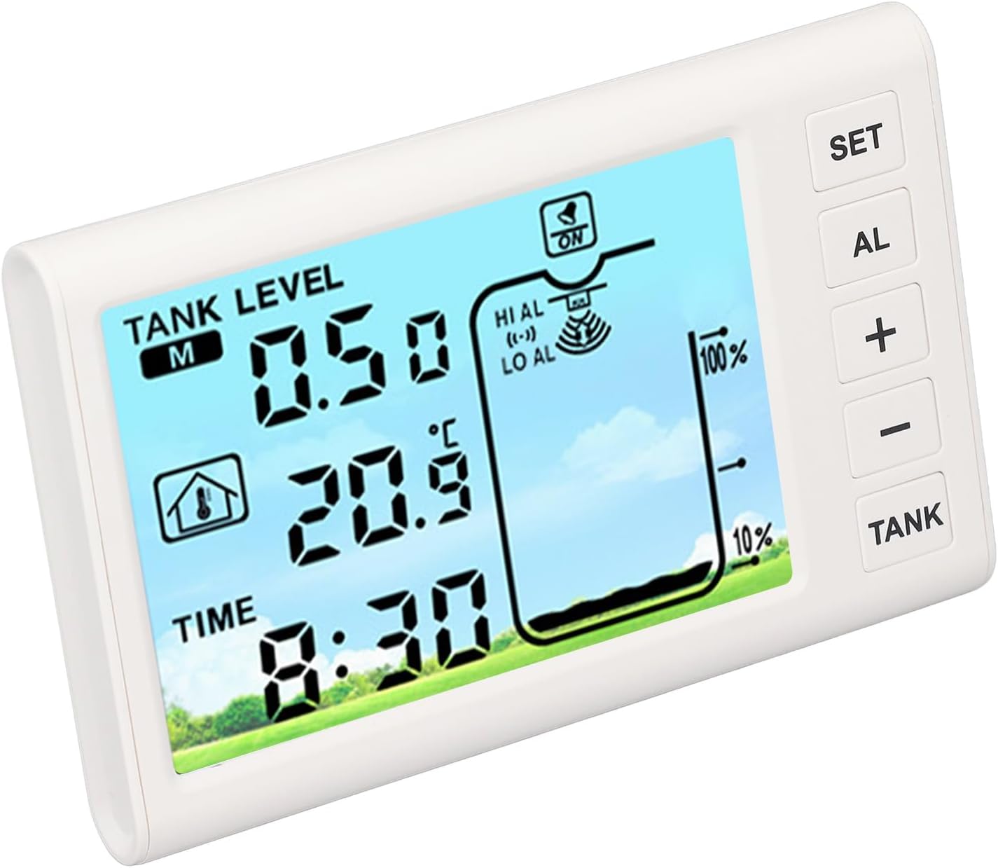 Ultrasonic Level Sensor, Water Fuel Liquid Level Detector Water Liquid Depth Meter Electronic Digital Display Ultrasonic Liquid Level Controller for Household Use