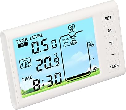 Ultrasonic Level Sensor, Water Fuel Liquid Level Detector Water Liquid Depth Meter Electronic Digital Display Ultrasonic Liquid Level Controller for Household Use
