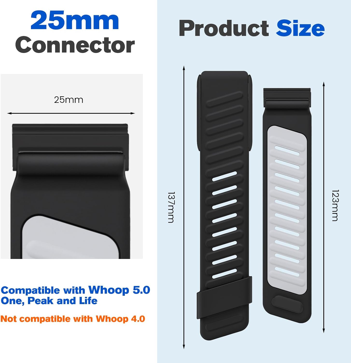 Silicone-Sport-Strap for Whoop 5.0 Bands - Replacement Strap for Whoop 5.0 One/Peak/Life,Waterproof,Breathable,Durable,Adjustable(Not for Whoop 4.0/3.0