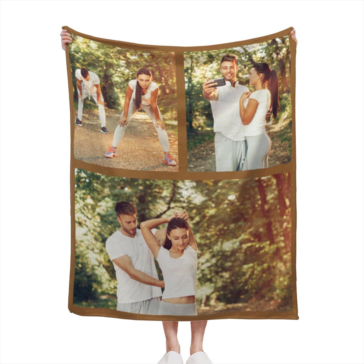 Custom Photo Blanket for Gifts, Personalized with Picture Name Text Blankets for Christmas Birthday Valentines Fathers Mothers Day, 8 Photos Style2, 71"x91"