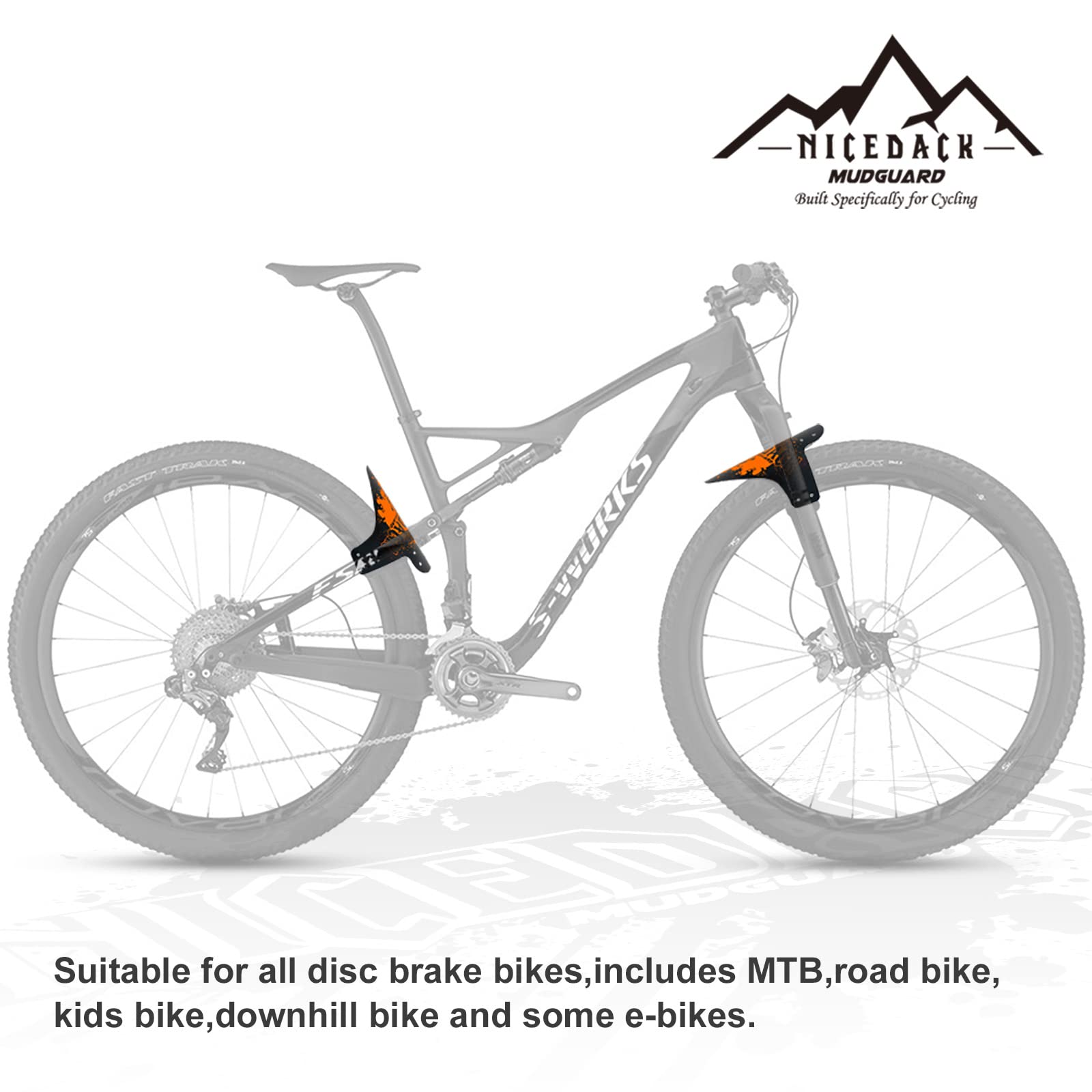 Parafango MTB, Compatibile Anteriore o Posteriore Enduro Parafanghi Bici MTB Misura BMX 20 26" 27,5" 28" 29 Pollici Mountain Bike e Fat Bike
