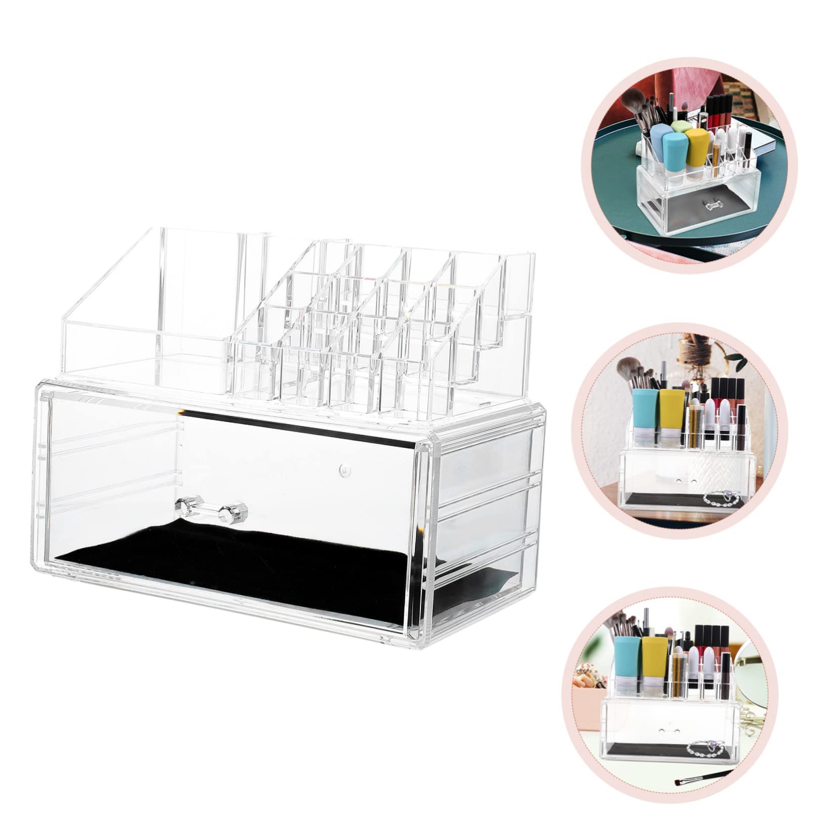Acryl Schminkbox mit Schubladen zur Aufbewahrung von Kosmetik | Lippenstifte und Beauty Zubehör, Schlichtes Design, für Zuhause und Vitrine