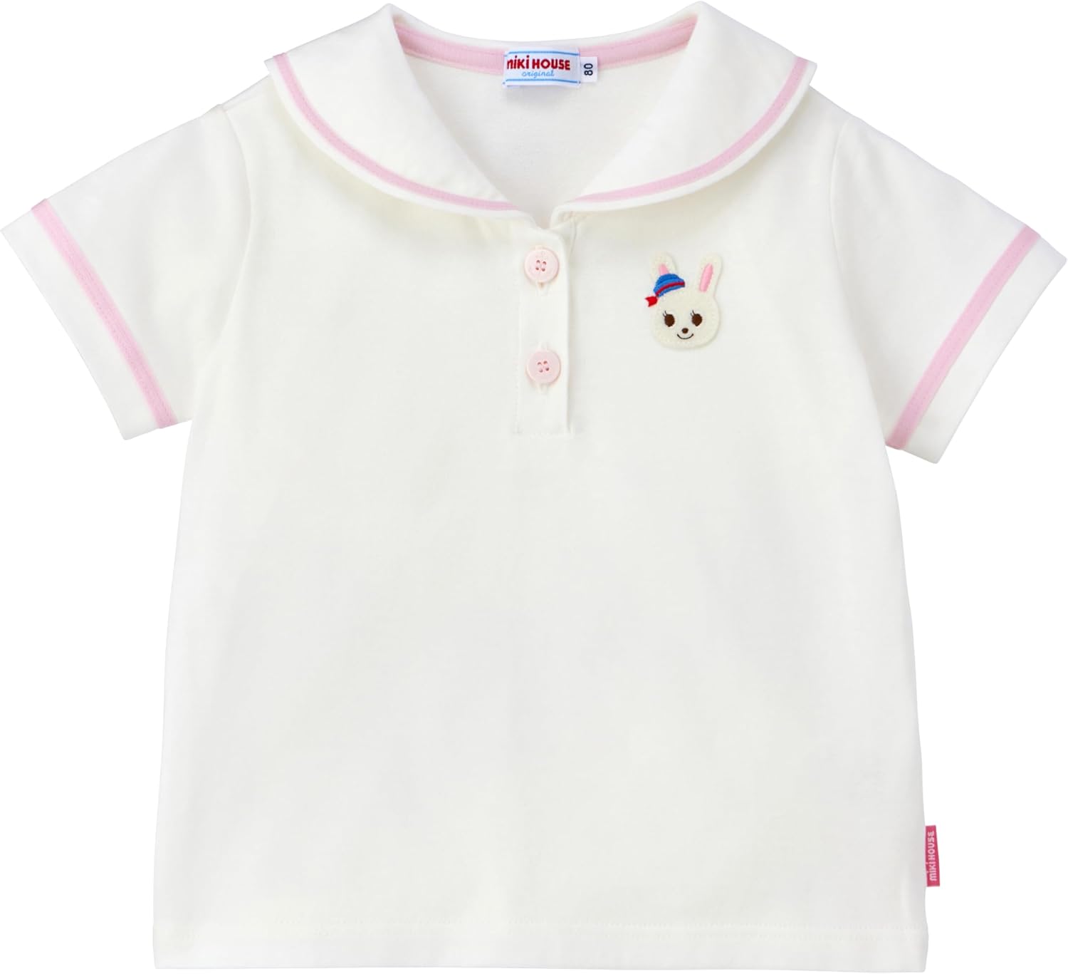 [ミキハウス] 半袖Ｔシャツ 無地 セーラーカラー うさぎ 日本製 女の子 ベビー キッズ 子供服 12-5205-148