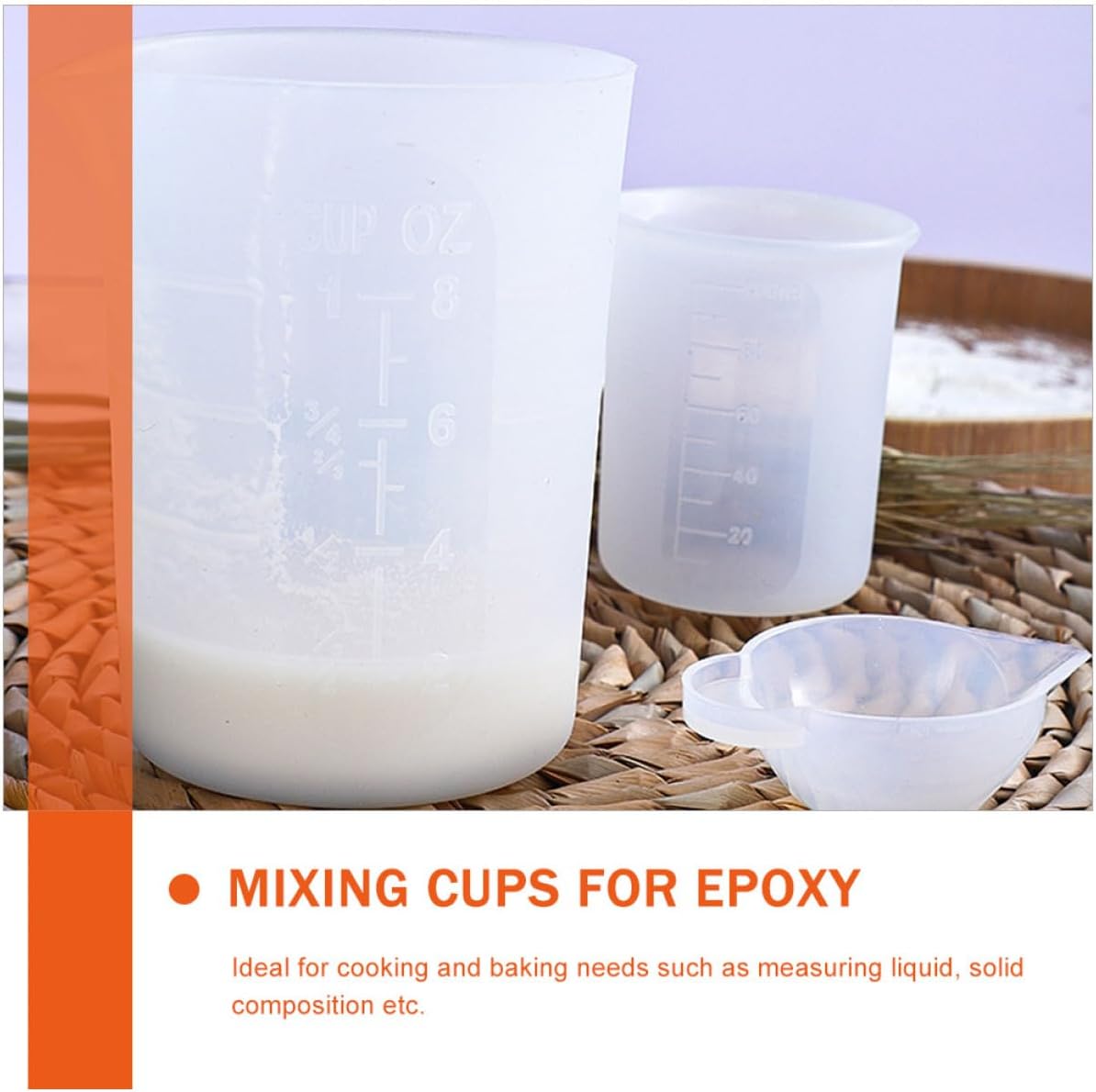 Silicone Measuring Cups with Scale 2pcs Set 15ml and 250ml Reusable Graduated Mixing Cups for DIY Crafts and Kitchen Baking Tools