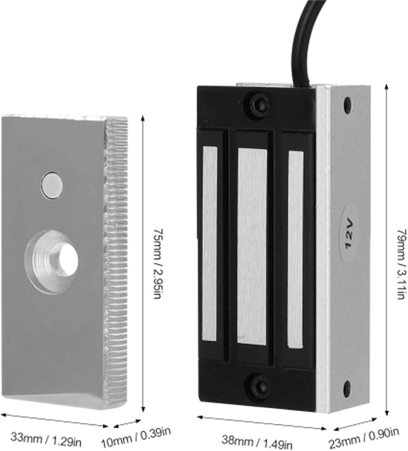 Electromagnetic Door Lock, DC12V 60kg Door Gate Room Lock/Electric Magnetic Solenoid Cabinet Case Locks for Office Access Control