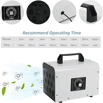 Ozone Generator 60000 mg/h High Ozone Machine, Air Ozone Purifier, Negative Ion Generator Odor Eliminator for for Home Pet Car Smoker Kitchen