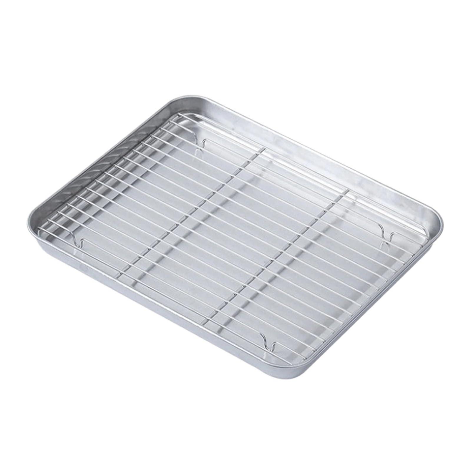 Juego de bandeja y parrilla for horno acero inoxidable, práctico con estructura alambre, apto for hornos lavavajillas para Cocina(25x20.5x2.5CM 2pcs)